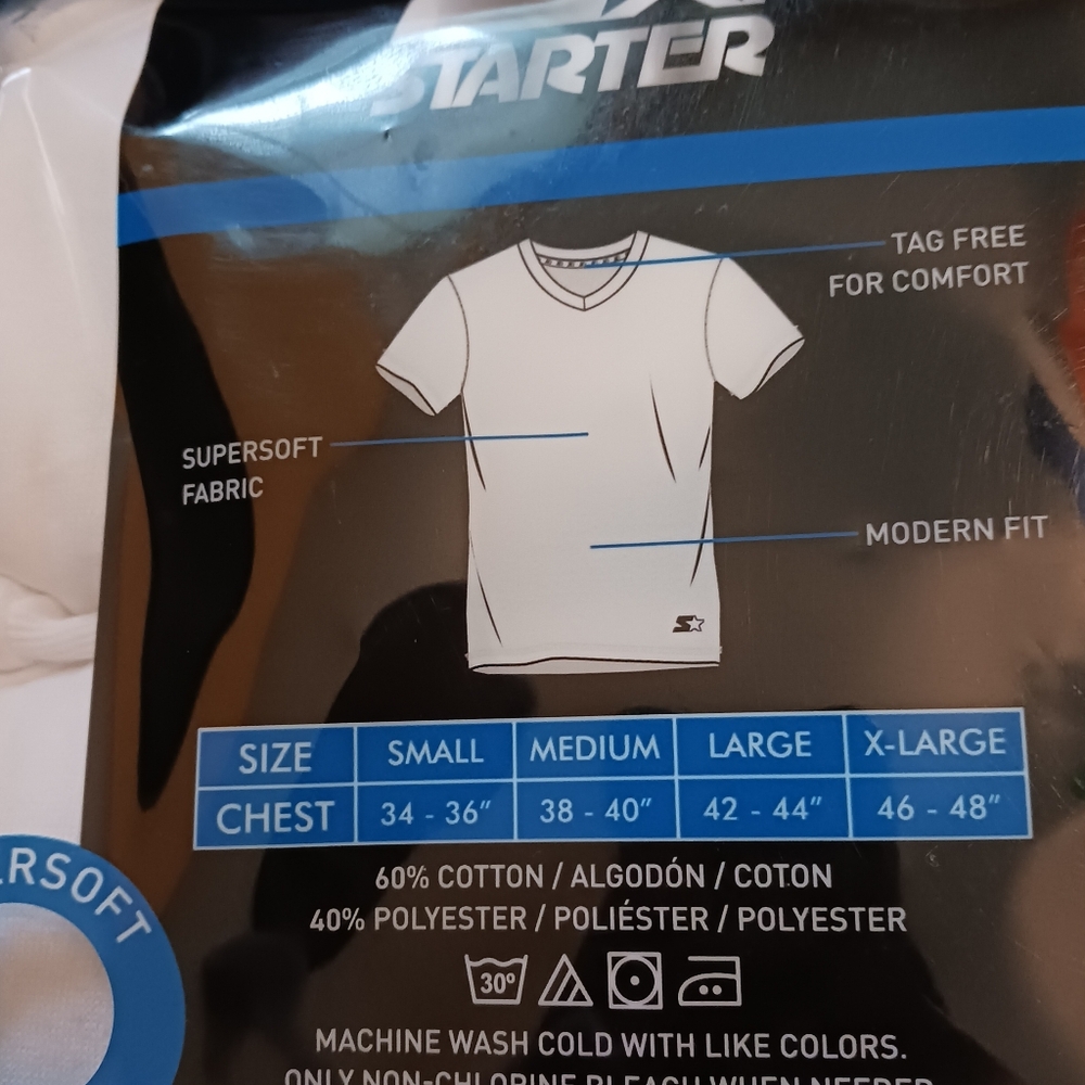 Starter Men's V-neck 3 Pack White T-shirts NWT - Picture 4 of 6